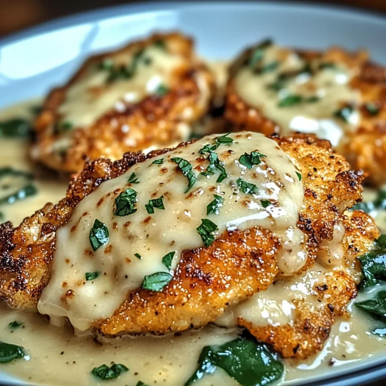 Crispy Parmesan Chicken with a Rich Garlic Sauce - Easy Dinner Idea