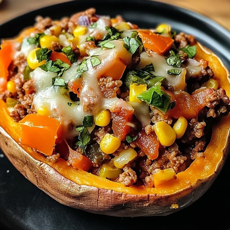 Ground Turkey Stuffed Sweet Potato