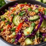 Quick Crispy Rice Salad with Peanut Sesame Dressing - Alrightwithme
