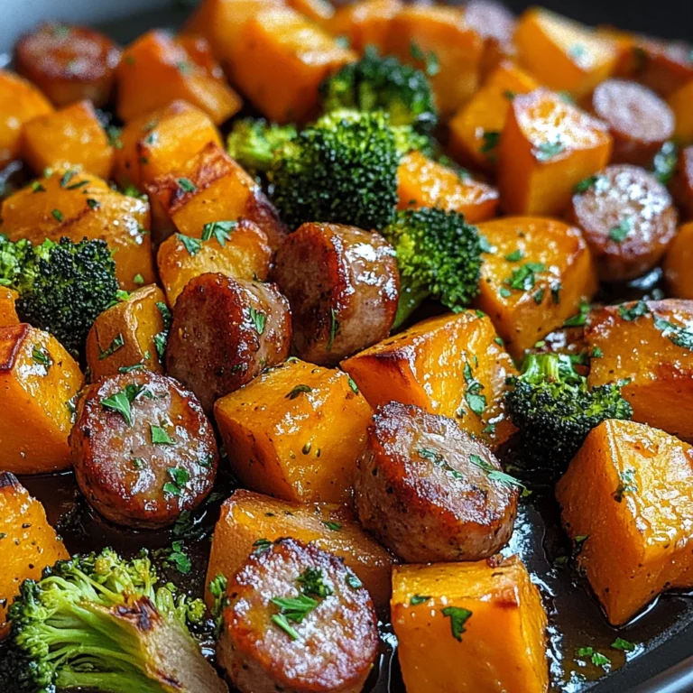 Sheet Pan Sausage and Sweet Potatoes with Honey Garlic Sauce