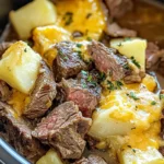 Slow Cooker Steak and Cheddar Potato Casserole