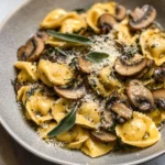 Cheese Tortellini with Butter, Mushrooms, and Crispy Sage
