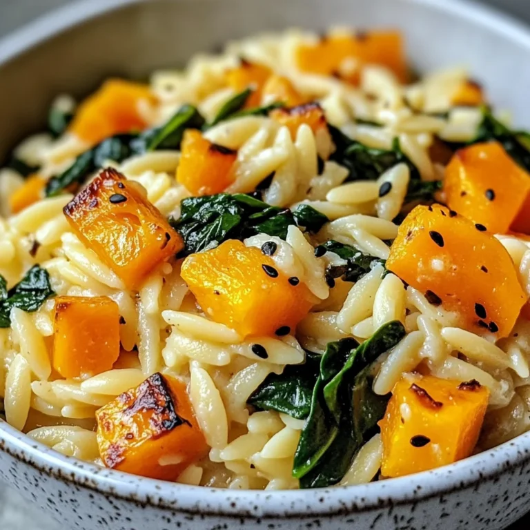 Creamy Orzo with Roasted Butternut Squash and Spinach