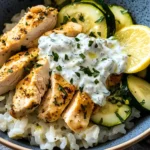 Easy Chicken Tzatziki Rice Bake