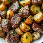 Garlic Steak Bites and Potatoes