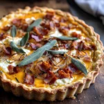 Pumpkin, Ricotta & Caramelized Onion Tart with Bacon and Sage