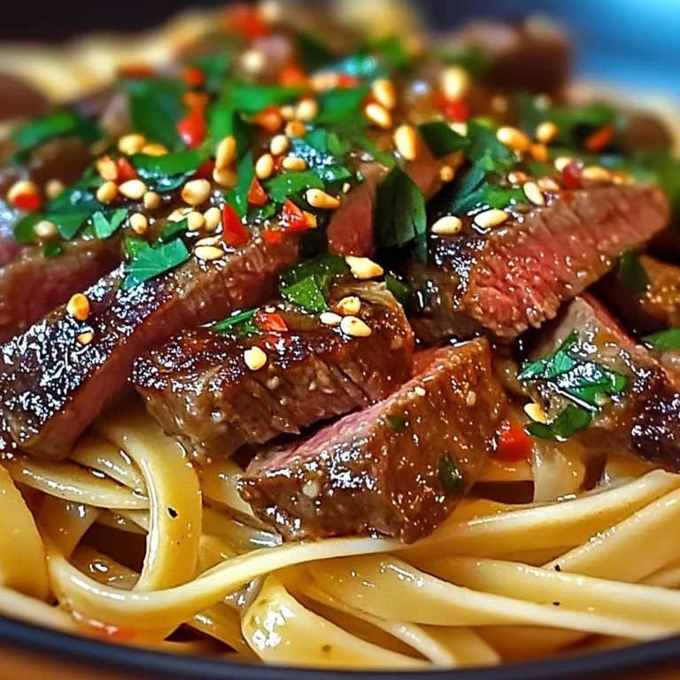 Sweet and Spicy Garlic Steak Pasta