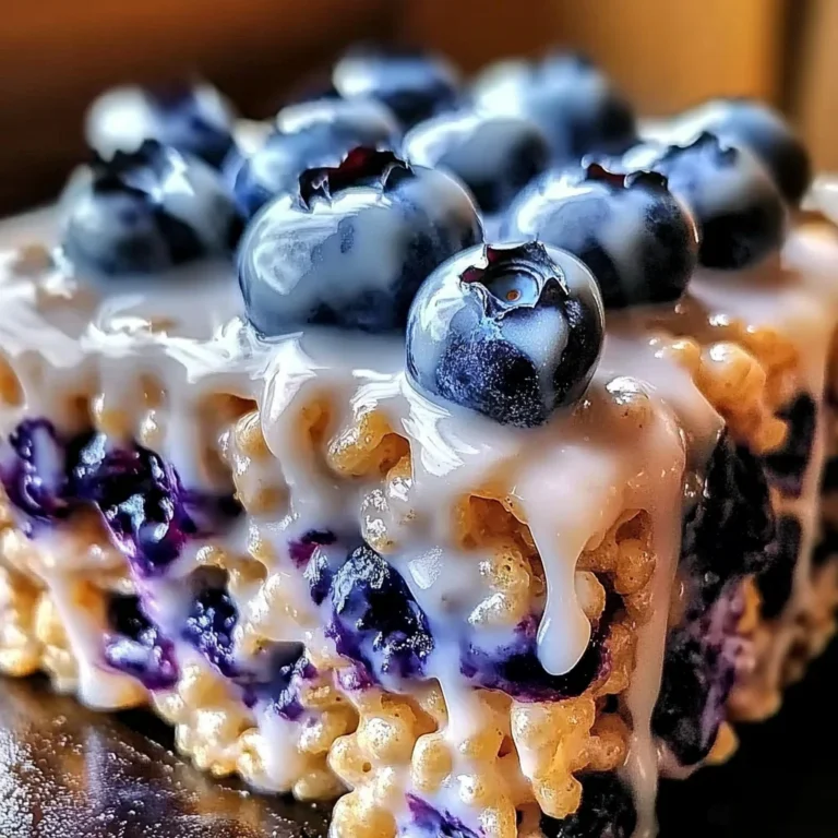 Blueberry Rice Krispies Treats with Vanilla Glaze
