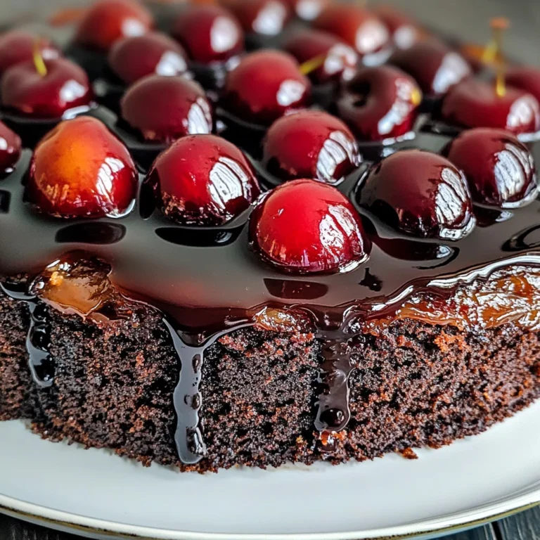Chocolate Cherry Upside Down Cake 🍒🍫
