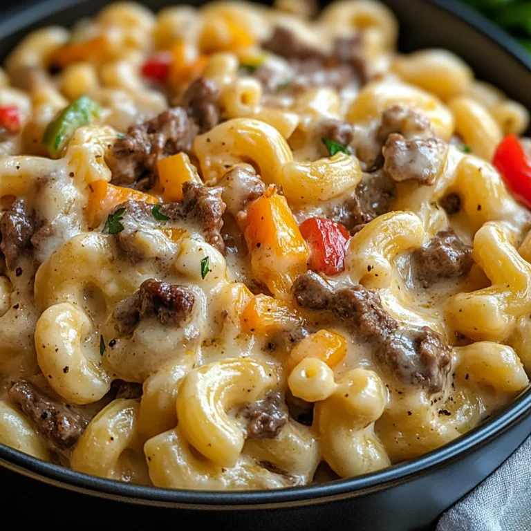 High-Protein Creamy Philly Cheesesteak Mac & Cheese