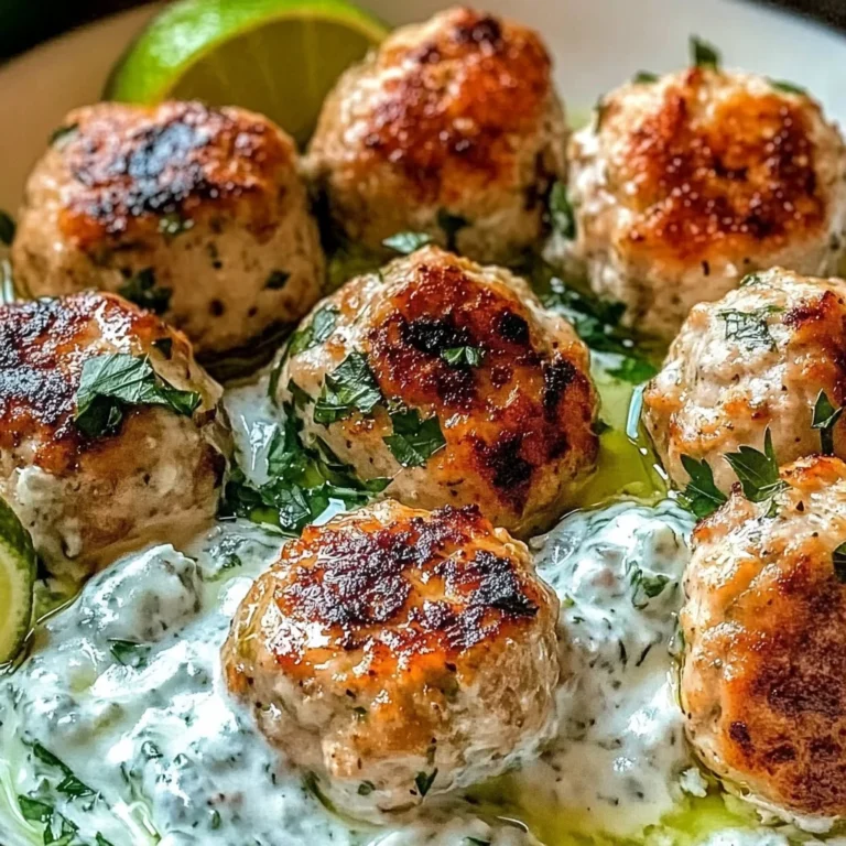 Juicy Greek Chicken Meatballs with Tzatziki