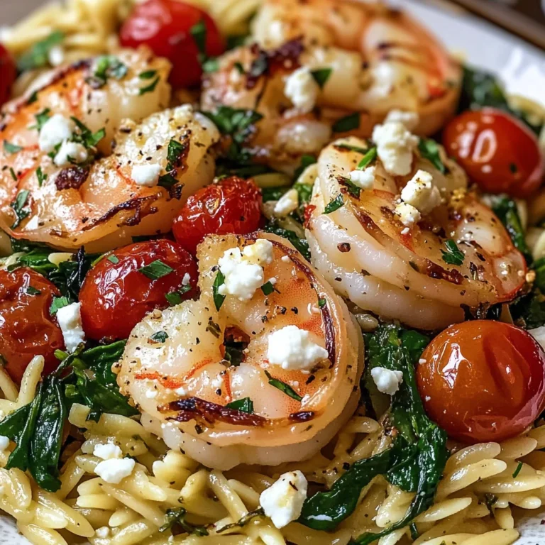 Lemon Feta Orzo Shrimp