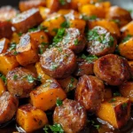 Sausage and Sweet Potatoes with Honey Garlic Sauce