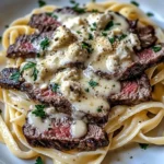 Savory Steak Gorgonzola Alfredo with Creamy Parmesan Sauce