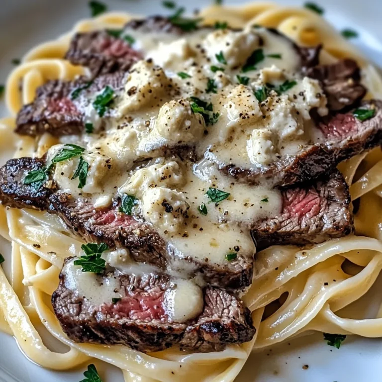 Savory Steak Gorgonzola Alfredo with Creamy Parmesan Sauce